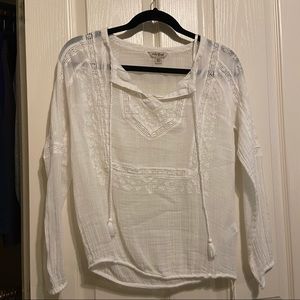 Lucky Brand Embroidered Gauze Top